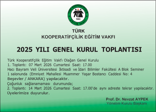 2025 Yılı Türk Kooperatifçilik Eğitim Vakfı Genel Kurulu